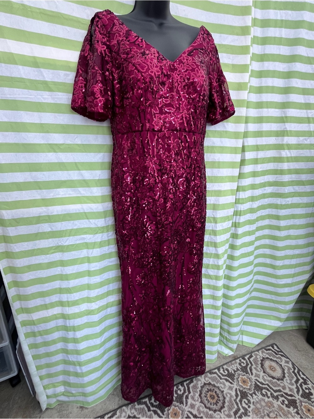 Azazie Wine Sequin Maxi Dress